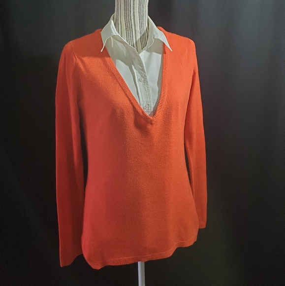 New York & Company V-Neck Sweater SET - Medium - Red, Orange, & Burgundy - Picture 9 of 16